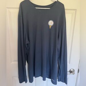 Life is Good Crusher Shirt Mens 2XL Blue Golf Crew Neck Long Sleeve